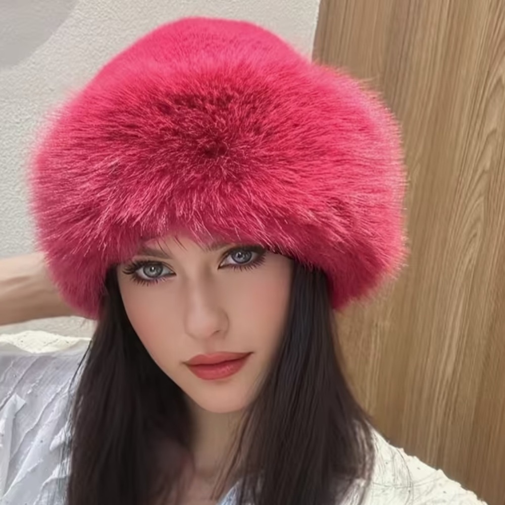 NEW: Pink Fuzzy Trim Beanie one size